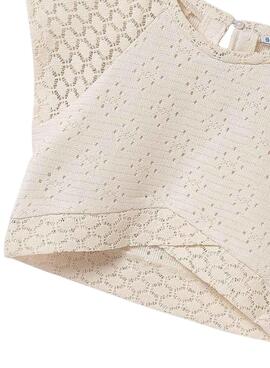 Haut Mayoral  beige en coton ajouré pour fille.