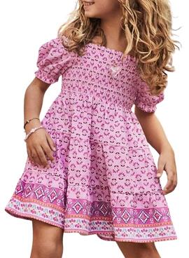 Robe Mayoral imprimée en nid d'abeille pour fille.