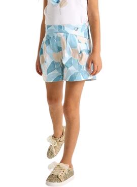 Jupe-culotte Mayoral  imprimée bleue  pour fille.