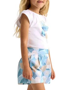Jupe-culotte Mayoral  imprimée bleue  pour fille.