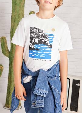 T-shirt Mayoral paysage blanc pour garçon