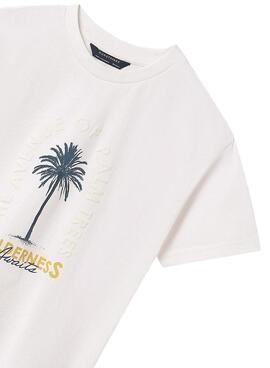 T-shirt Mayoral imprimé palmier blanc pour garçon