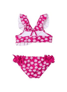 Bikini Mayoral à volants imprimé rose pour fille.