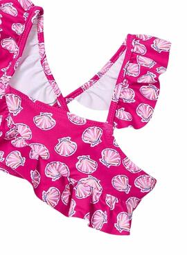 Bikini Mayoral à volants imprimé rose pour fille.