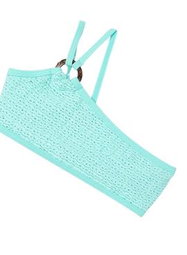 Maillot Mayoral volants turquoise pour fille   .