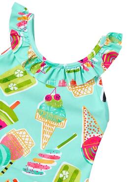 Maillot de bain imprimé glaces à volants pour fille Mayoral