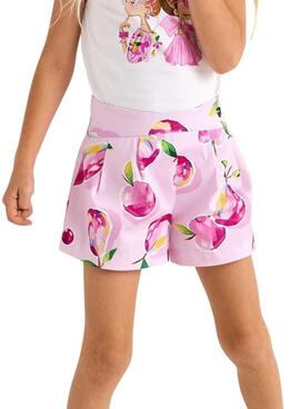 Jupe-pantalon Mayoral rose imprimé pour fille