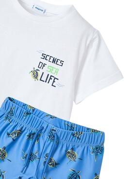 Ensemble Maillot de bain bleu et t-shirt pour garçon