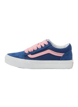 Chaussures Vans Old Skool bleues et roses pour adolescents