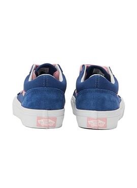 Chaussures Vans Old Skool bleues et roses pour adolescents