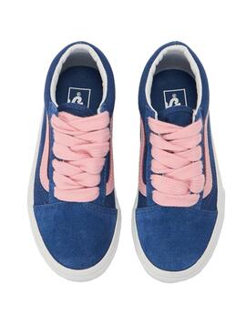 Chaussures Vans Old Skool bleues et roses pour adolescents