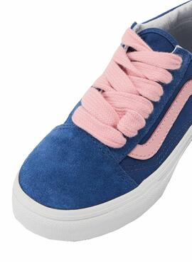Chaussures Vans Old Skool bleues et roses pour adolescents