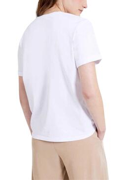 T-shirt basique Naf Naf blanc et rouge pour femme