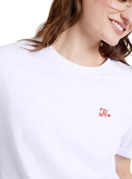 T-shirt basique Naf Naf blanc et rouge pour femme