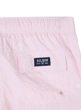 Maillot de bain Silbon rayé rose pour homme  