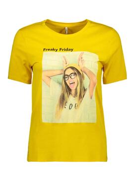 T-Shirt Only en semaine, Jaune Femme