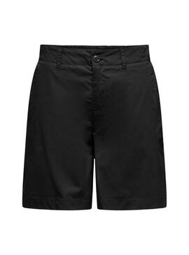 Bermuda Only Zora taille haute noire pour femme.