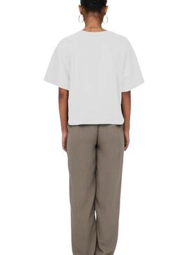T-shirt Only Terza avec poche cloutée blanche pour femme