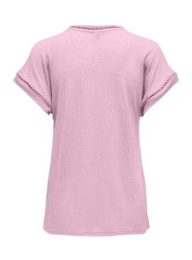 T-shirt Only Penny découpé rose pour femme