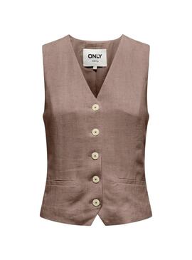  Gilet Only Iris Siesta en lin marron pour femme