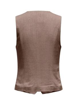  Gilet Only Iris Siesta en lin marron pour femme
