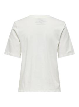 T-shirt Only Rolling Stones blanche pour femme.