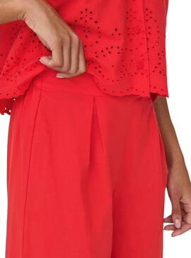Seul pantalon culotte rouge Only Roxanne pour femme.