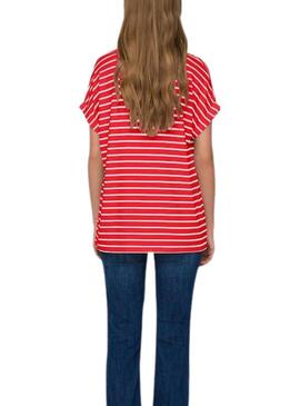 Maillot Only Moster col en v rayé rouge pour femme