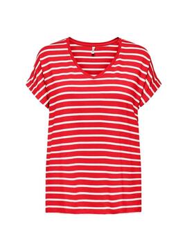 Maillot Only Moster col en v rayé rouge pour femme
