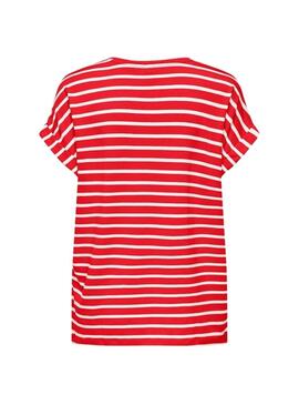 Maillot Only Moster col en v rayé rouge pour femme