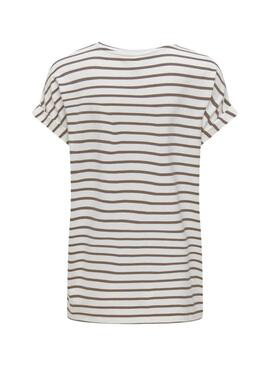 T-shirt Only Moster col en V rayures vertes pour femme