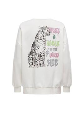 Sweatshirt   Only Lucinda Oversize blanc pour femme