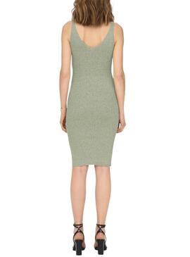 Robe Only en maille  Lina verte pour femme