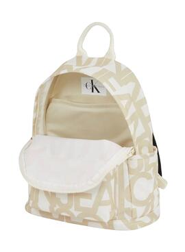 Sac à dos Calvin Klein Jeans Monogramme beige pour fille et garçon