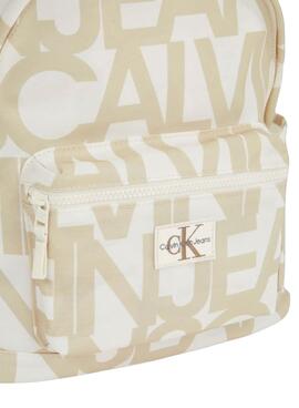Sac à dos Calvin Klein Jeans Monogramme beige pour fille et garçon