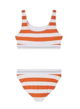 Maillot de bain Tommy Hilfiger Breton orange et blanc pour fille