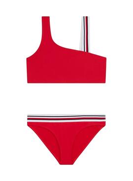 Maillot de bain Tommy Hilfiger une épaule rouge pour fille