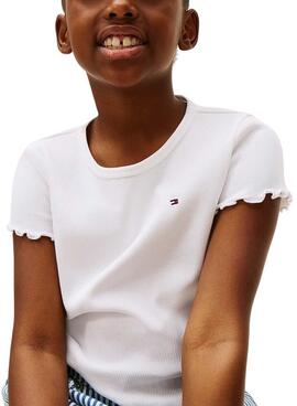 T-shirt Tommy Hilfiger Rib blanc pour fille