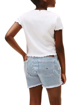 T-shirt Tommy Hilfiger Rib blanc pour fille