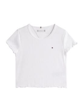 T-shirt Tommy Hilfiger Rib blanc pour fille