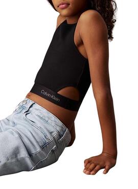 Top Calvin Klein Jeans Cut Out noir pour fille
