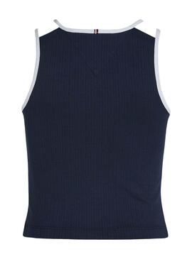 Haut Tommy Hilfiger Contrast bleu marine pour fille