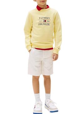  Sweatshirt Tommy Hilfiger Flag jaune pour enfant