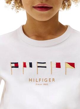T-shirt Tommy Hilfiger MultiFlag blanc pour enfant.