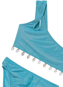 Maillot de bain Mayoral turquoise avec coquillages pour fille