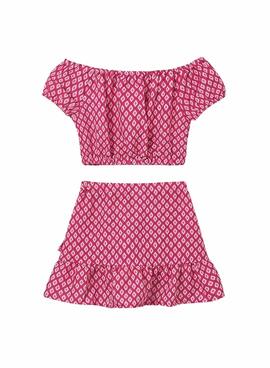  Set Mayoral jupe et haut imprimé rose pour fille