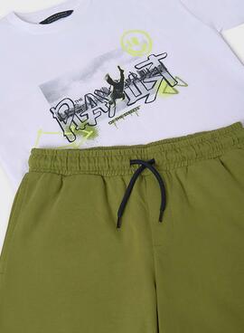  Set Mayoral playlist vert et blanc pour garçon.