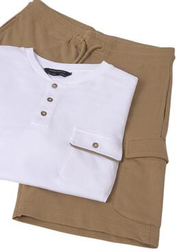  Set Mayoral short et t-shirt brun pour enfant.