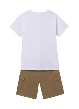  Set Mayoral short et t-shirt brun pour enfant.