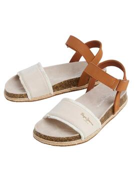 Sandales Pepe Jeans Berlin Bass beige pour fille
